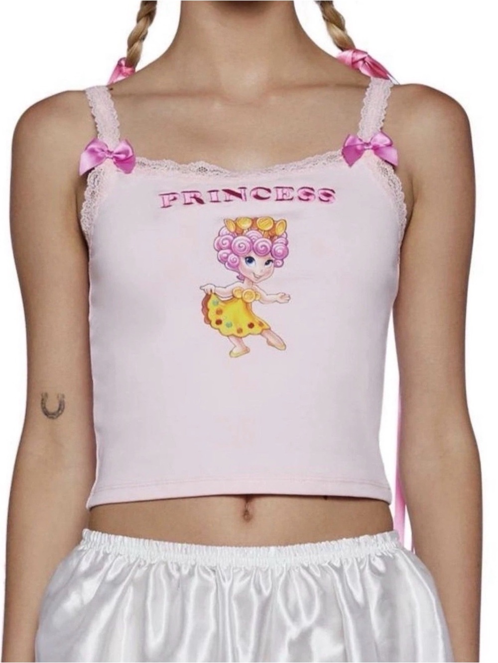 Dolls Kill Candyland Princess Lolly Jolly Nostalgia Lace Trim Cami/Tank Top Sz L